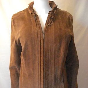 CHICO'S Brown Suede Genuine Leather Jacket